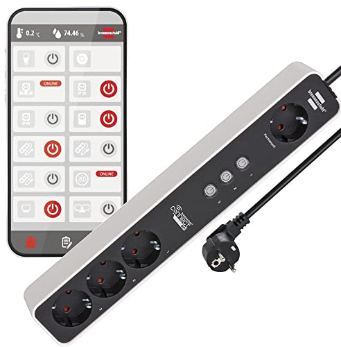 Brennenstuhl Connect Ecolor WLAN Steckdosenleiste 4-Fach mit 3-Kanal (3X einzeln schaltbare Steckdosen und 1x permanente Steckdose, kompatibel mit Alexa und Google Assistant, kostenfreie App)