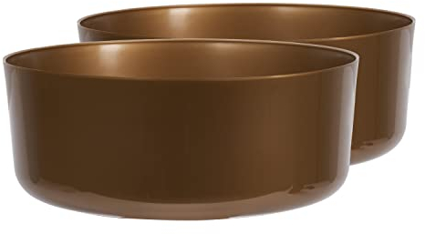 Tymar Blumenschale, 2er-Pack, Grabschale,Pflanzschale, runde Schale, Kunststoff, Pflanztopf, Pflanzkübel (Gold, ø 26 cm)