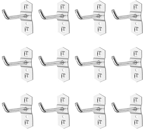 Hemobllo Lot de 12 crochets en métal pour panneau perforé, support mural, trou carré, crochet d'étagère en métal