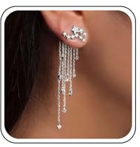 Inilbran Boucles D'oreilles Boho En Cristal Boucles D'oreilles Longues Étoiles En Chaîne Boucles D'oreilles En Strass Boucles D'oreilles Étoile Grimpante Boucles D'oreilles Pendantes Étoiles Filantes
