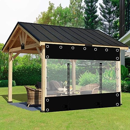 Transparente Wasserdichte Pergola Pavillon Veranda Plane Seitenteil,Outdoor Durchsichtige Planenvorhänge Mit Reißverschluss Türen,Pvc Plane Mit Ösen,Partition Regen Vorhänge,W×H-3.5×2m(11.5*6.6ft)