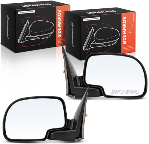 A-Premium Pair (2) Driver and Passenger Manual Door Mirror - Compatible with Chevy, GMC & Cadillac - Silverado, Suburban, Avalanche, Tahoe, Sierra, Yukon, Escalade - 99-07 - Non-Heated Manual Folding
