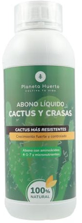 PLANETA HUERTO | Engrais liquide pour cactus et plantes succulentes 1 L – Engrais liquide biologique avec acides aminés et micronutriments, favorise la croissance