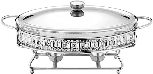 Chafing-Dish-Buffet-Set, Ovaler Buffet-Wärmebehälter, Mit Glastopf, Amp; Deckel, Halter, Catering-Speisewärmer, Für Partys, Veranstaltungen, Hochzeiten, Picknick Im Freien (Gold, 3 L)