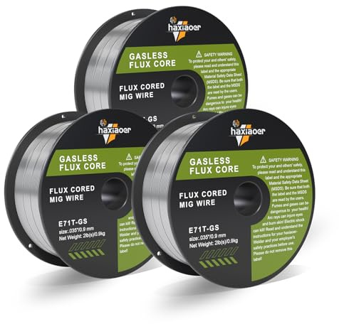 haxiaoer 0,9mm 3KG Fil de soudage MIG - D100 3 bobines de fil fourré sans gaz pour poste à souder MIG/MAG FLUX, E71T-GS