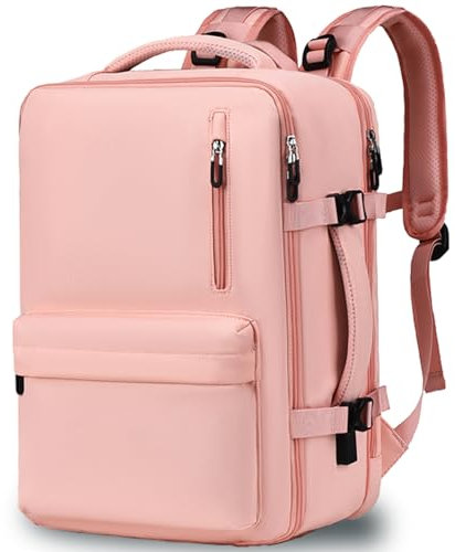 Clufar Kabinenrucksack erweiterbarer 20-36L Handgepäck Rucksack Reiserucksack Handgepäck Flugzeug Damen mit Laptopfach Schuhfach Kabinenrucksack Carry on Backpack groß für Weekender Pink