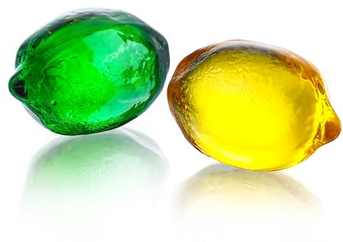 KRISININE Glass Lemon Figurine Collectibles Glass Fruits Decoration for Home Kitchen Office Table Centerpiece Lemon Ornament Decoration