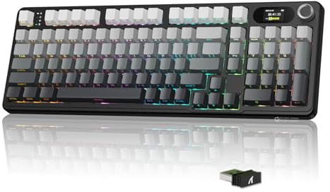 MAMBASNAKE × Attack Shark X98 Pro Clavier Mécanique sans Fil avec Écran | Clavier Gaming Mécanique RGB 96 %, Tri-Mode, Hot-Swap Gasket, Switches Linéaires, Touches PBT, 4000mAh - Clair de Lune