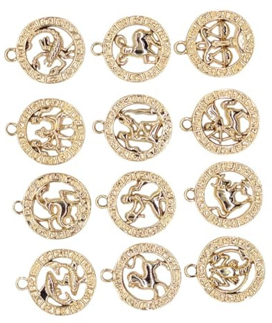 Operitacx 12stücke Zodiac Sign Charms Handgemachte Anhänger Aus Legierung Sternzeichen-ornamente Für Diy Schmuckherstellung Schlüsselanhänger Armband Zubehör