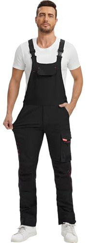 WORK IDEA Salopette de travail pour homme avec une bonne extensibilité, de nombreuses poches et une utilisation partielle du tissu Cordura pour une meilleure résistance à l'abrasion, adaptée à