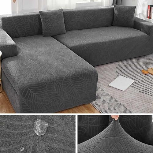Stretch Velvet Corner Sofa Covers - Waterproof L-Shaped Recliner Protector for 1/2/3/4 Seater Furniture Fitted Design H-185-230cm Ideal for Garden & Home Use.