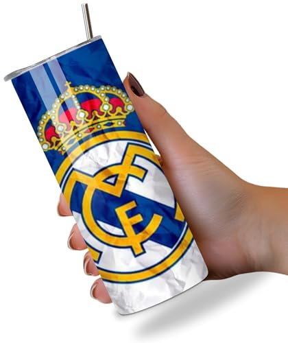 KaTunn - Botella Térmica Acero Inoxidable Personalizada con Pajita - Diseño Fútbol LaLiga - 600ml - Para Niños y Adultos (R Madrid)