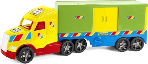 Wader 36311 – Magic Truck Container-fordon med sidodörr, storlek ca. 79 cm, för barn från 3 år, lämplig som en gåva för kreativt spel