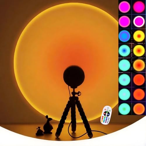 CORATED Sunset Lamp Lampe Coucher de Soleil 16 Couleurs avec Télécommande, Lampe Projection sur Trépied Ajustable, Éclairage Ambiant Décoratif pour Maison, Bureau et Shooting Photo