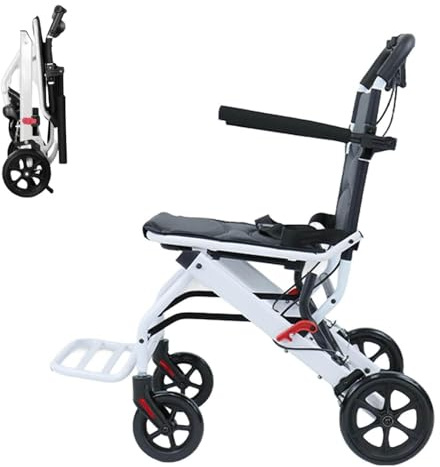 Misorat Sedia a rotelle Pieghevole, Sedie a rotelle Leggere per Adulti Bambini, Solo 8,2 kg, Sedia a rotelle di Viaggio Portatile con cinturina di Sicurezza Regolabile, Ruote PU,A