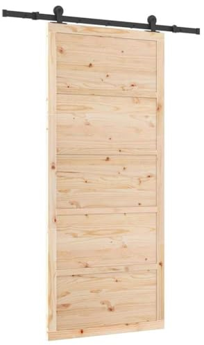 vidaXL Porte coulissante Marron 80 x 208 cm Bois de pin Massif, Porte d'entrée, Style Rustique, séparateur en pin, Coulissant, Vintage, Rail Gain de Place pour intérieurs accueillants