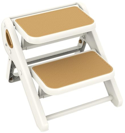 Toddler Step Stool, iNeibo 2-Step Foldable Step Stool for Kids, Widened & Thickened with Anti-Slip Design, Safer for Children Use for Kitchen, Bathroom, Toilet Training - Brown