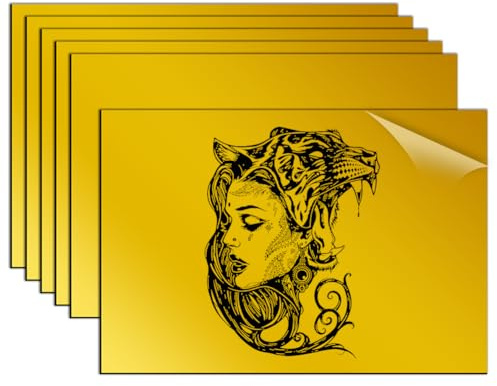 Plaque Acrylique pour Gravure Laser Feuille Plastique ABS Plastique à Graver Bicouche 30x20cm 1,3mm Plaque Plexi Couleur 6 Feuilles Plaque a Graver pour Personnalisé Artisanale (Noir sur Miroir Doré)