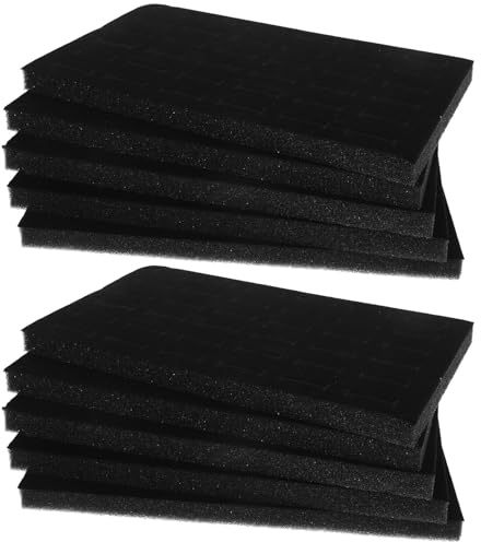 LABRIMP Insert en Mousse pour Boîte à Bijoux 36 Emplacements – Lot de 10 Coussinets de Rangement Noir pour Bagues et Boucles D’Oreilles Tapis de Présentation Protecteur pour Tiroir
