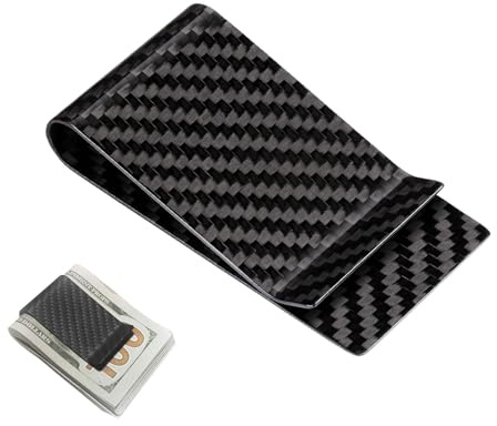 Herren Geldscheinklammer Schwarz, Geldscheine Money Clip, Geldklammer Carbon für Herren und Damen Geschenk für Büroangestellte, für Geldscheine Visitenkarte Kreditkarte, Schwarz (Carbon Fiber)