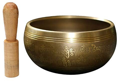 Handstämd Singing Bowl, Nepal Tibetansk Yoga Sångskål 5, cm Handstämd med Mallet