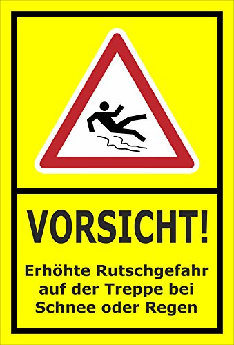 Melis-Folienwerkstatt Schild Rutschgefahr Treppe - 45x30cm - Bohrlöcher - 3mm Aluverbund – 20 VAR S00018-046-C