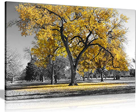Panther Print, Large Canvas Wall Art, Beautiful Living Room and Bedroom Framed Art, Quality Picture Prints for Walls, Nature Design, Large Tree Yellow Leaves, Print for Special Occasions (24x16 Inch)