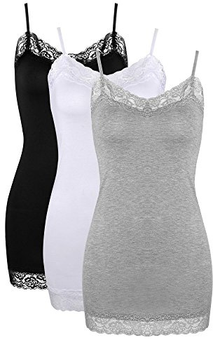 SATINIOR Women's Tank Tops Cami Camisoles Spaghetti Strap Tank with Lace Trim - Multicolour - Large