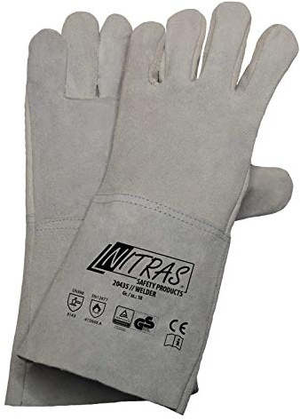 Nitras 12 Paar Schweisserhandschuhe Spaltlederhandschuhe ganz aus Spaltleder mit Spaltstulpe, Größe:10