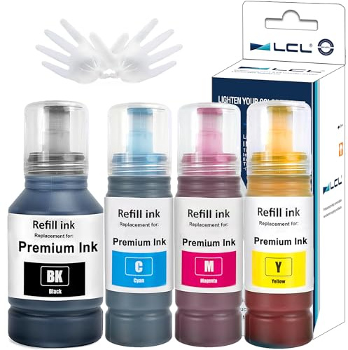 LCL 102 Tintenflasche Multipack Kompatibel für Epson EcoTank ET-2700 4-Pake | Kompatibel für Epson EcoTank ET-2750 ET-2751 ET-2756 ET-2850 ET-2856 ET-3700 ET-3750 ET-4750 ET-4850 ET-4856 (KCMY)