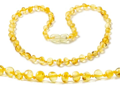 ZHAOXIA Collar de ámbar (Lemon) - Collar de Ambar - Verdadero ámbar báltico - Longitud 33 cm