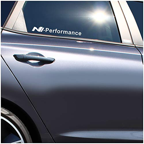 2er Set Aufkleber Logo N Performance Autoaufkleber Sticker Selbstklebend Waschstraßenfest Dekor Autoscheibe Seitlich Tuning Zubehör K091 (Weiß Glanz, N Performance Full)