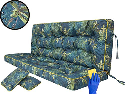 Sitzkissen Bankkissen Bankauflage für Gartenbank Schaukelkissen Bodenkissen Kissen für Hollywoodschaukel Outdoor und Indoor -150 cm - Grüne Wiese