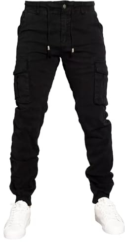 Toocool Pantaloni Uomo Cargo Militari tasconi Laterali Casual Cotone G6538 [36/tg 50,G6601 Nero]