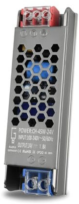 NUOVA GERMANY Alimentation Professionnelle 1.8A DC24V LED Bande Transformateur Ampère Stabilisé AC220V Super silencieux Fanless (24V, 45W)