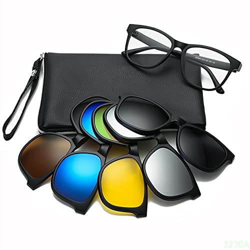 YQJY Sonnenbrille Fünfteilige,polarisierte Sonnenbrille Magnetische Clip-on Brillengläser, Magnetische Clips Set Pc Brillengestell Für Outdoor-aktivitäten, Autofahren, Radfahren, Angeln,D