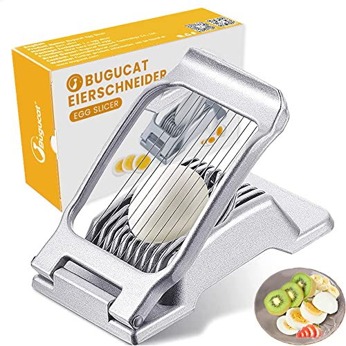 Bugucat Cortador de huevos de acero inoxidable 304 – Cortador para huevos, fresas, champiñones y ensaladas – Utensilio de cocina para rebanadas finas ovaladas