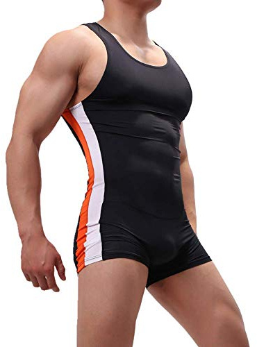 Juflam Herr brottning Singlet atletisk tröja kropp gym sportkläder undertröja (XL, WH70-svart), svart, XL