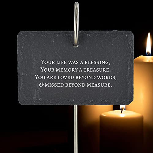 Memorial Graveside Plaque Missed Beyond Measure Grave Stake Ornament Quote Poem Slate