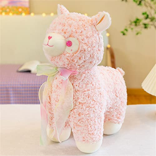 TROYSINC Alpaka Kuscheltier, Weiches Plüschtier Kissen, Stofftier Spielzeug, Gemütliches Plüschpuppen Geschenk für Mädchen Jungen (Rosa,32 cm)