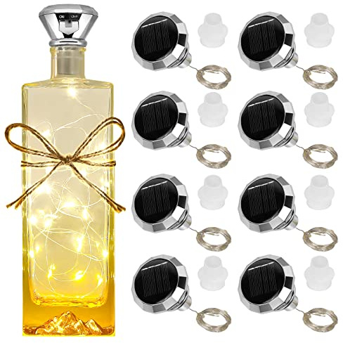 Diealles Shine Flaschenlichter, 8 Stück LED Flaschenlichterkette Korken, 2M 20LED Solar Lichterkette Aussen Klein, Flaschenbeleuchtung für Flaschen DIY Deko