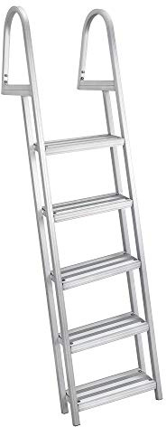 RecPro Marine Aluminum Removable Boarding Ladder | 76 Height | Heavy Duty | 300 lb Capacity | (5 Step)