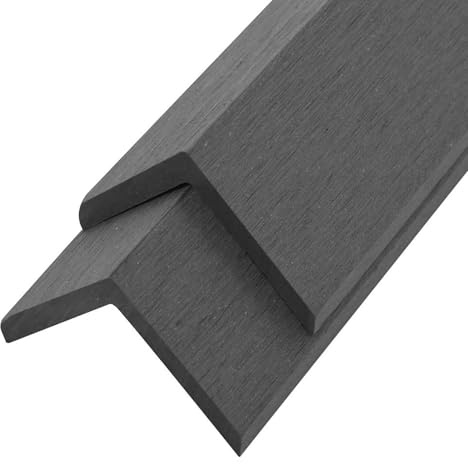 Winkelleisten 5 Stk WPC 170 cm Grau witterungsbeständig für Terrassen und Stufenkanten L-Profile Abmessungen 170 x 4 5 x 4 5 cm langlebig und pflegeleicht passen zu Terrassendielen
