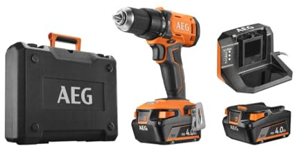 AEG - Perceuse visseuse percussion 18V 60 Nm, mandrin 13 mm, 2 vitesses, livrée avec 2 batteries 4 Ah, chargeur, coffret - BSB18G4-402C