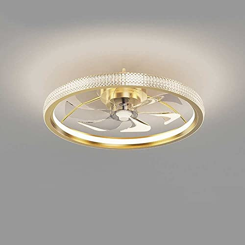 OLOTU Nordic Simple Ceiling Fan Light, Flush Mount Low Profile Indoor Ceiling Fan, Gold Chandelier for Bedroom/Kitchen/Living Room