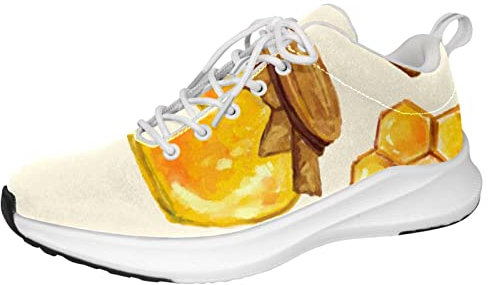 Baskets personnalisées pour homme, chaussures de marche légères et décontractées, pot miel avec nid d'abeille, Multicolore, 34.5 EU