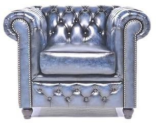 Chesterfield Fåtölj Brighton – Varumärket | 1-sitsig | 100 % läder, handgjord, originalbredd 100 cm (antik blå)