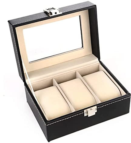 AMYSTY Uhrenkoffer Uhrenrolle Uhrenbox Uhrenschatulle Elegante Aufbewahrung Für Uhrenschmuck, 3 Fächer, Kleine Uhrenbox, Aufbewahrungsbox, Organizer-Halter Uhrenetui Uhren Aufbewahrungsbox