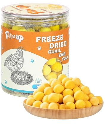 PAWUP Freeze Dried Cat & Dog Treats, Natural Quail Egg Yolk, Single Ingredient, High-Protein Pet Snacks for Skin & Coat Health, No Artificial Additives, 9.2 oz
