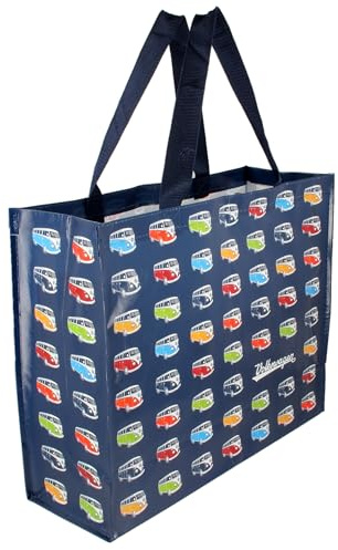 BRISA VW Collection Volkswagen Borsa da shopping riutilizzabile con motivo VW T1 Bulli Bus (Sfilata/Blu)